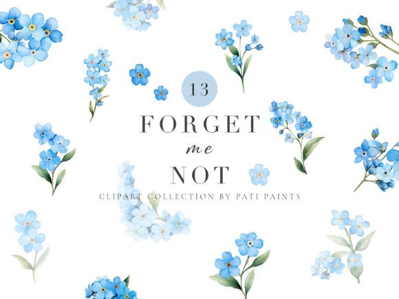 Explore the Beauty of Forget Me Not Digital Clipart Set