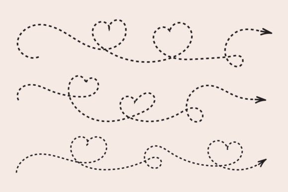 Hearts Style Curved Dotted Arrow Vector for Creative Designers