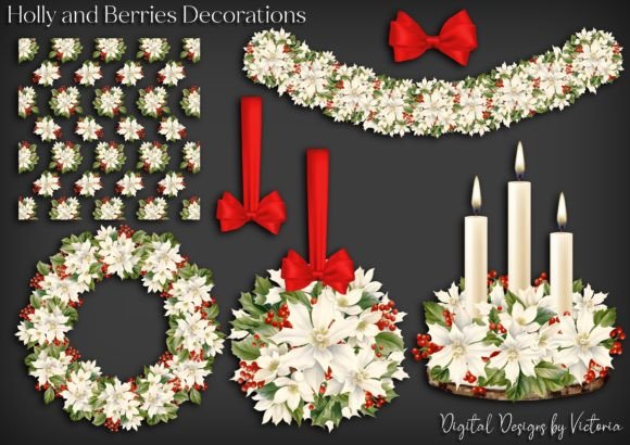 Holly and Berries Decorations: A Versatile Collection for Creative Projects