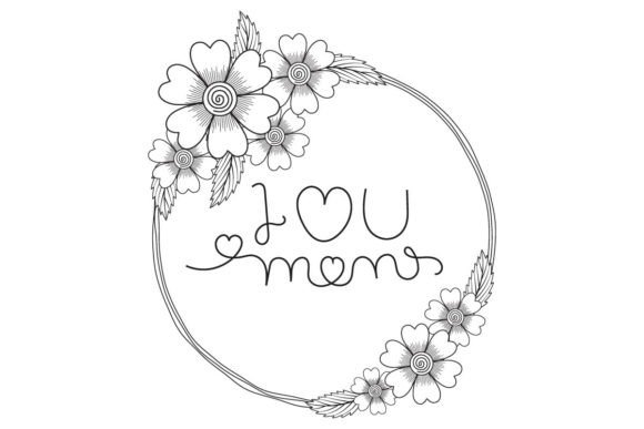 I Love Mom Line Art Floral Boho Wreath: A Unique Design Element for Mother’s Day