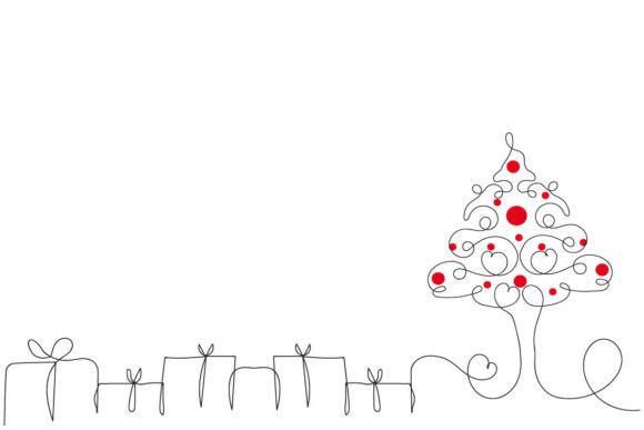 One Line Christmas Tree Hearts Giftbox: A Minimalist Design for Romantic Expressions