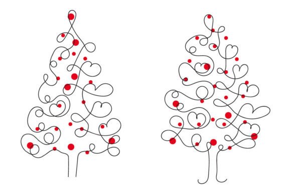 One Line Christmas Tree with Hearts