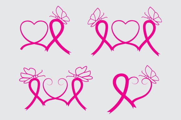 Pink Heart Breast Cancer Ribbon Clipart for Awareness and Design